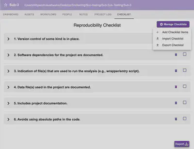 Manage Checklists Dropdown